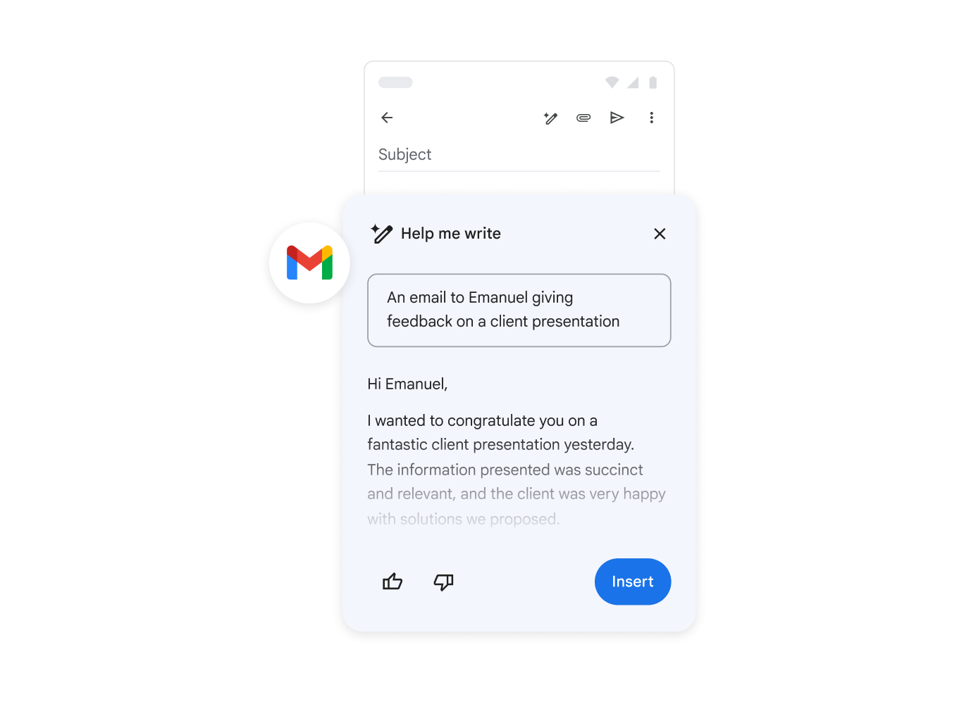 Gemini trong Gmail viết email
